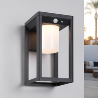 Lampe murale extérieure solaire à LED moderne en aluminium moulé sous pression noir, étanche IP44, avec détecteur de mouvement