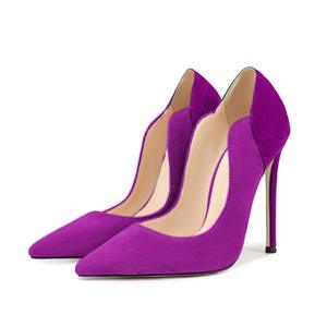 Mode grande taille 47 Sexy à talons fins femmes bout pointu talons aiguilles pompes Patchwork daim coupe large chaussures habillées sandales - Product Image 1