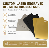 Carte de visite professionnelle en métal NFC en acier inoxydable gravée au laser sur mesure, programmable NTAG215 vierge pour l'image de marque d'entreprise