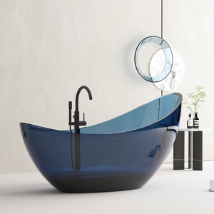 High End <strong>Moon</strong> <strong>Shape</strong> Customized Blue Color clear Transparent Resin Bathroom Bath Tub Solid Surface Freestanding <strong>Bathtub</strong>