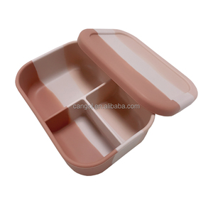 Vente en gros de récipient de stockage alimentaire en silicone moucheté de qualité alimentaire Boîte à lunch Bento en silicone portable sans BP pour adultes et enfants - Product Image 1
