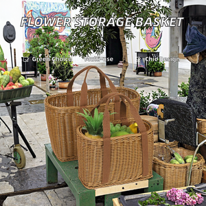 Modern Eco-Friendly Large Rectangle Rattan Weave <b>Storage</b> <b>Basket</b> for Food Picnic Bathing Fruit & Vegetable <b>Storage</b> Shopping - Product Image 2