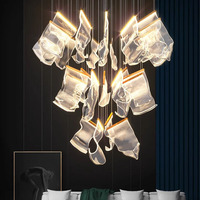 Lustre de Plafond Moderne en Acrylique de Luxe Décor d'Escaliers de Salon Lampe Suspendue à Led Salle à Manger Suspension