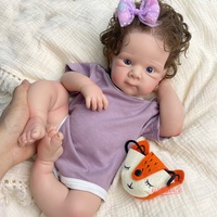Poupée Reborn en Silicone Souple de 20 Pouces, Cheveux Bouclés Implantés, Corps Souple, Fille, Prend la tétine, Cadeau pour Jeu d'Imitation Enfant