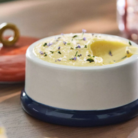Beurrier en porcelaine rétro avec couvercle en forme de dôme et poignée, pour la cuisine, avec logo personnalisé, vente en gros