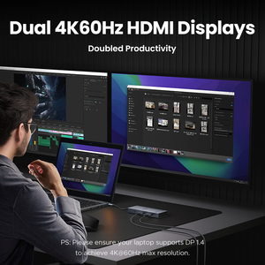 Ugreen USB ฮับพอร์ต C Dual HDMI 7 in 1 Type C ถึง4K 60HZ 2 HDMI 10Gbps พอร์ต USB-A & C สำหรับ MacBook แล็ปท็อป USB Splitter Docking - Product Image 2