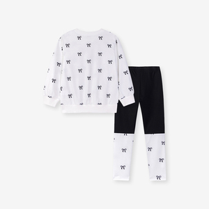 Set di abbigliamento per bambine <span class=keywords><strong>felpa</strong></span> a manica lunga e leggings Cartoon con fiocco modello autunno dolce vestito per 2-7Y - Product Image 3