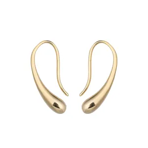Minimalist女性ファッションWater Dropイヤリング925 Sterling Silver 18K Gold Plated Earrings Hook