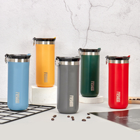 Gobelet isotherme à café octogonal en acier inoxydable 304 de 350 ml et 450 ml avec logo personnalisé, tasse de voyage portable avec cordon