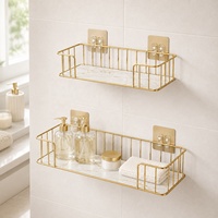 Étagère murale sans perçage en métal avec panneau UV pour salle de bain, cuisine et rangement domestique