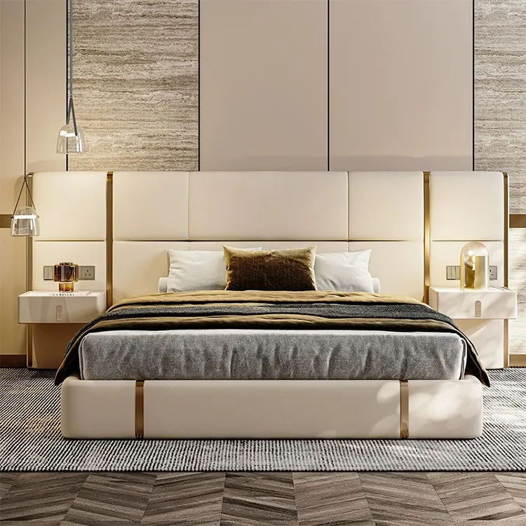 Итальянская кровать от производителя, роскошные наборы для спальни, набор мебели для спальни, классическая кровать размера «King-Size»