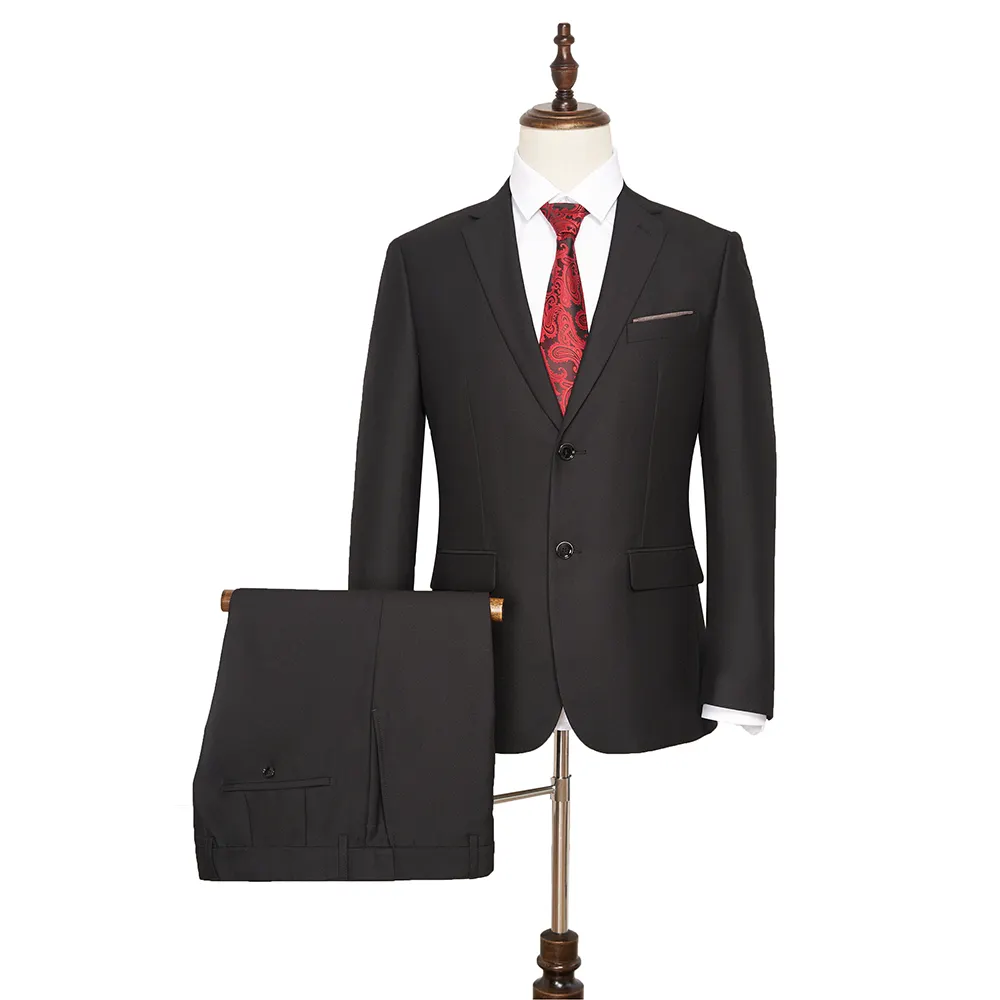 Damat erkek takım elbise İtalyan DZIOX004S-S1 özel toptan yüksek kalite tek göğüslü erkekler's resmi takım elbiseler 1 takım siyah