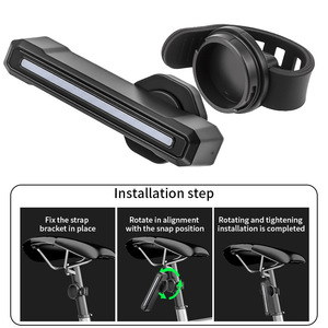 Feu arrière de vélo intelligent Q14 avec capteur, LED rechargeable par USB, étanche IPX4, lumière nocturne multicolore - Product Image 1