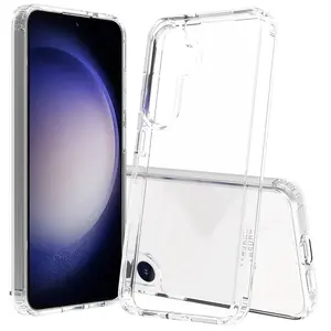 S24 Clear Case 2 em 1 Soft TPU Bumper à prova de choque Airbag embutido Hard Acrylic Back Cover Phone Case para Samsung Galaxy S24 Ultra