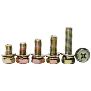 Tornillo Combinado M5M6M8 con Cabeza Hexagonal Cruzada, Recubierto de Zinc Amarillo, con Resorte y Ensamblaje Plano - Product Image 3