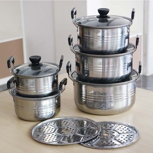 10 pezzi commercio all'ingrosso stoviglie da cucina pentola in acciaio inox cottura latte e zuppa pentola Set pentole per cucina a induzione fornello a Gas - Product Image 5