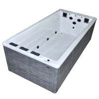 Bain de spa extérieur autoportant rectangulaire moderne en acrylique avec 3 sièges, 4,5 m, blanc, fonction massage, drain, 34 jets, cascade