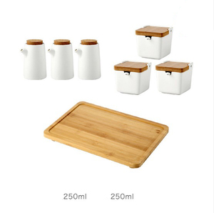Ensemble de Pots à épices en céramique, 6 pièces, Condiments, <span class=keywords><strong>vinaigre</strong></span> huile de <span class=keywords><strong>vinaigre</strong></span>, récipient de stockage d'assaisonnement avec couvercle en bois étanche - Product Image 5