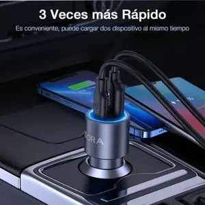 Caricabatterie da auto 38W 12-24V con 2 porte USB-C e USB-A, ricarica rapida PD QC con cavo da 1M, compatibile con batteria da 20Ah, iPhone 16/15/14/13/12 - Product Image 2