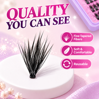 Set Bulu Mata DIY 2 Tray Panjang Campuran 10-18mm Alami Mengembang Lembut Ekstensi Bulu Mata Individual Paket Grosir