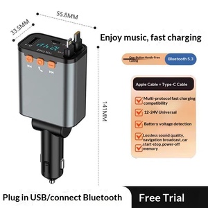 شاحن سيارة جديد عبر الحدود من نوع PD-C مع مشغل MP3 وشحن سريع للمكالمات وشاشة رقمية بقوة 50 واط - Product Image 4