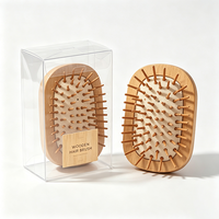 Brosse à cheveux en bambou sans poignée avec picots ronds en bois pour cheveux fins, idéale pour les voyages, le coiffage et la plage (format de poche)