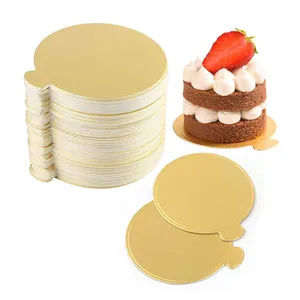 음식 급료 생일 파티 케이크 디저트 황금 포일 소형 케이크 널을 위한 둥근 두꺼운 종이 소형 케이크 널