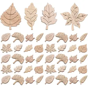 Polished Plywood Wooden Leaf-Shaped Decorative Ornaments Flower-Themed Fragments Handcrafted And Beautiful