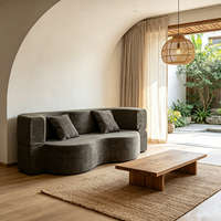 Canapé compressé en tissu floqué personnalisé avec dossier fixe rembourré pour salon, appartement et villa