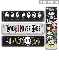Letrero Metálico Largo con Caras de Esqueletos Espeluznantes para Días Laborables, Decoración Retro de Halloween para Pared del Hogar