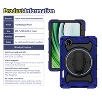 Housse de tablette robuste antichoc en silicone pour Huawei MatePad Pro 11 2022 avec sangle de maintien intégrée et béquille rotative