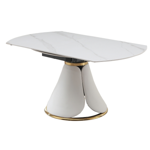 Fashion Modern Marble <b>Foldable</b> Square Top Dining <b>Table</b> with Adjustable Retractable Design Waterproof 8 Pcs <b>Chairs</b> for Hotel Use - Product Image 3