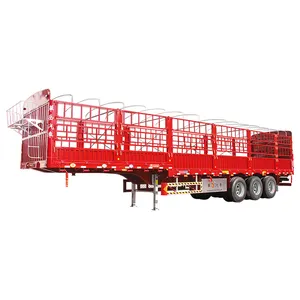 Hoge Kwaliteit Flatbed Zijwand Vrachtwagen Aanhangwagen 30-80 Ton 30ft 40ft 50ft Hek Lading Oplegger