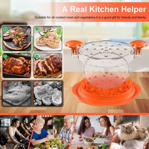 2026 Hot Sale High Quality Customized Round Chicken Bowl <b>Meat</b> Shredder with Non-Slip Mat and Clear Lid for Home Kitchen BBQ - Product Image 2