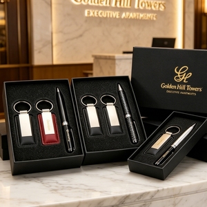 Coffret Cadeau Élégant Stylo et Porte-clés en Cuir PU et Métal, Récompense pour Employés, Faible MOQ, Personnalisation Usine, Boîte Cadeau, Logo Personnalisé, Cadeaux d'Entreprise - Product Image 5