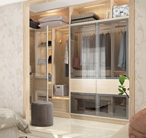 Balom Popular High-end French Style Walk-in Wooden Wardrobes Cloakroom Closet Light Luxury Sliding Glass <strong>Doors</strong> with Led Light - Product Image 2