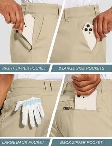 Pantalones Cortos de Playa para Hombre, Tejidos, con Cordón Ajustable, Frente Plano, Híbridos, 7 Pulgadas, Ligeros, de Secado Rápido, Estilo Chino, Cintura Alta, con Bolsillos - Product Image 4