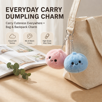 Porte-clés en peluche mignon en forme de pain vapeur Bao, pendentif de sac, breloque pour sac à dos, pour enfants et adultes, 6 couleurs
