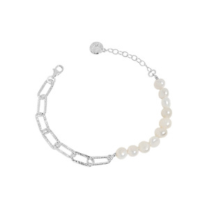 Pulsera de Plata 925 con Perlas Barrocas y Cadena Texturizada Mixta para Usar en Capas en Vacaciones o en la Calle - Product Image 6