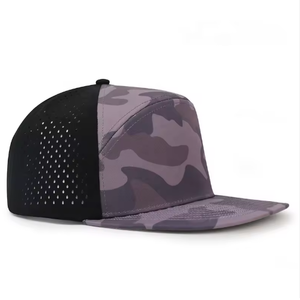Casquette de baseball et de golf unisexe vintage vierge en nylon à 5 panneaux, perforée à la mode avec trous découpés au laser, imperméable, en stock - Product Image 6