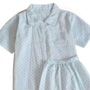 PJ-1468 Women's Polka Dot Short Sleeve Shirt And Trousers Set Cotton Oxford Home Wear For Young Women - Product Image 4
