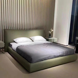 Ensemble de lit de luxe moderne italien King Size avec grande tête de lit mousse de rembourrage du fabricant personnalisable pour la maison meubles d'hôtel - Product Image 1