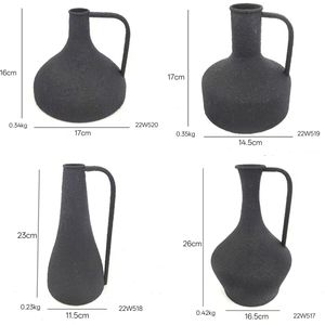 Ensemble de vases de sol en fer noir givré Wabi-sabi faits à la main, pots de fleurs texturés nordiques avec trou de drainage et base antidérapante pour la maison moderne - Product Image 6