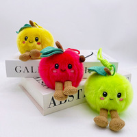 Geel Groen Rood Appel Sleutelhanger Pluche Speelgoed Voedsel Fruit Hanger Knuffeldier Pop Mini Schattig Beeldje Slaapkussen Groothandel