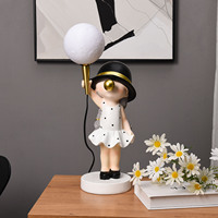 Adorable Table de Chevet pour Chambre d'Enfant, Décoration Intérieure, Sculpture Fille Soufflant des Bulles en Résine, Lampe de Nuit Nordique pour Chambre à Coucher