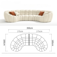 Module de rangée droite personnalisé tissu agneau cachemire canapé incurvé sectionnel citrouille bulle canapé meubles modernes