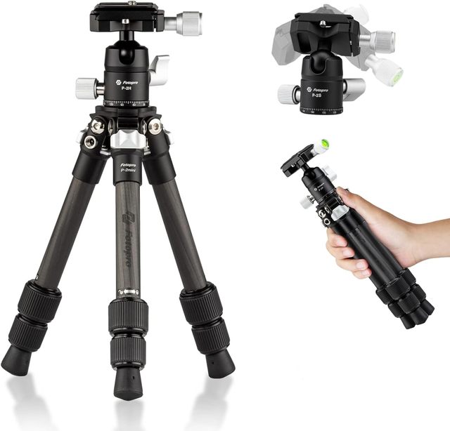Fotopro Mini Carbon Fiber Lightweight Compact Travel Tripod With 360 Degree Ball Head QR Plate for Camera Camcorder