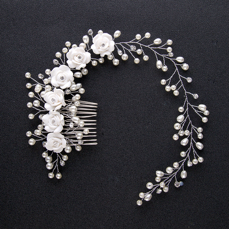 Pearl Rhinestone Flower Headband Wedding Hair