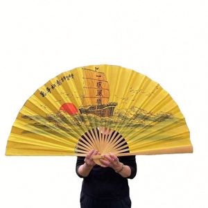 Abanico de Mano de Bambú de 90 cm con Logotipo Personalizado, Abanico Plegable de Alta Calidad para Decoración de Paredes, Publicidad y Eventos - Product Image 1