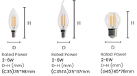 Lampe décorative LED à intensité variable CE REP Ampoule LED Edison Ampoule à filament B35 P45 A60 ST64 G95 G125 Ampoule à filament LED en verre transparent